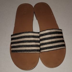 Loft sandals flats slides flip-flops size 10 Striped Stripes